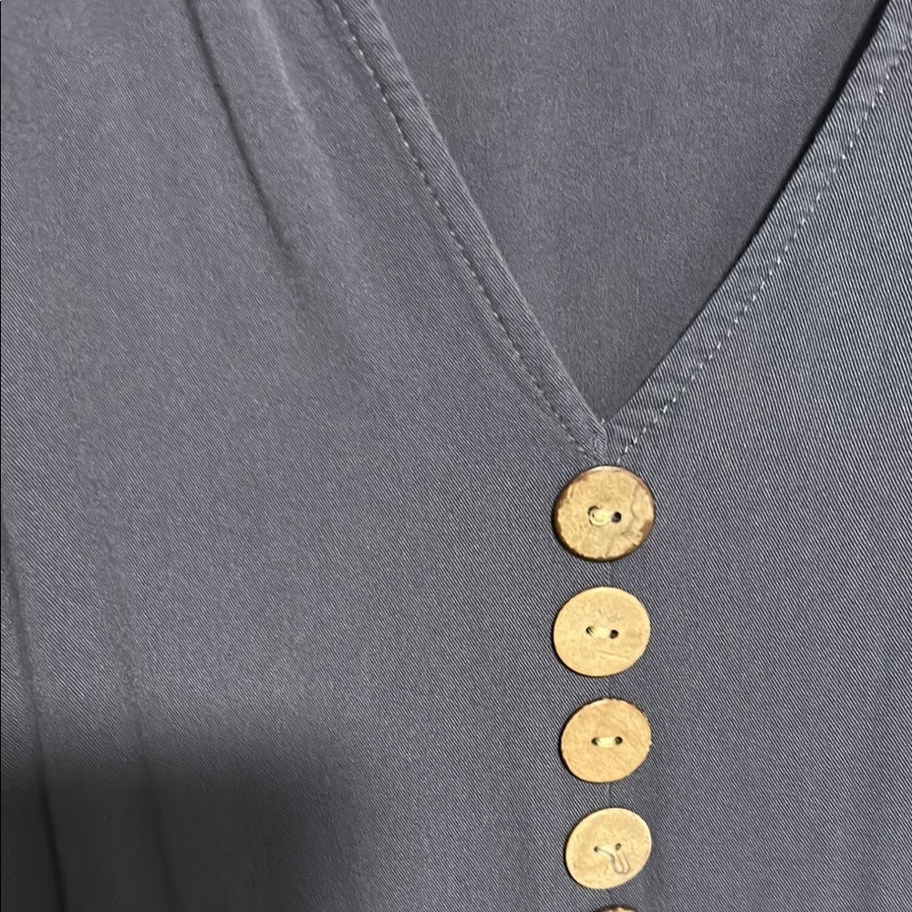 Sleeveless Navy Dress with Button Detail - Picture 2 of 4